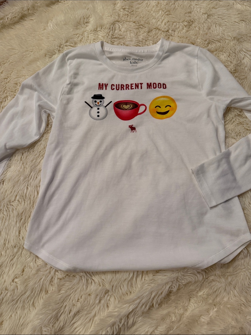Abercrombie Kids sleep White "My Current Mood" Long Sleeve Tee